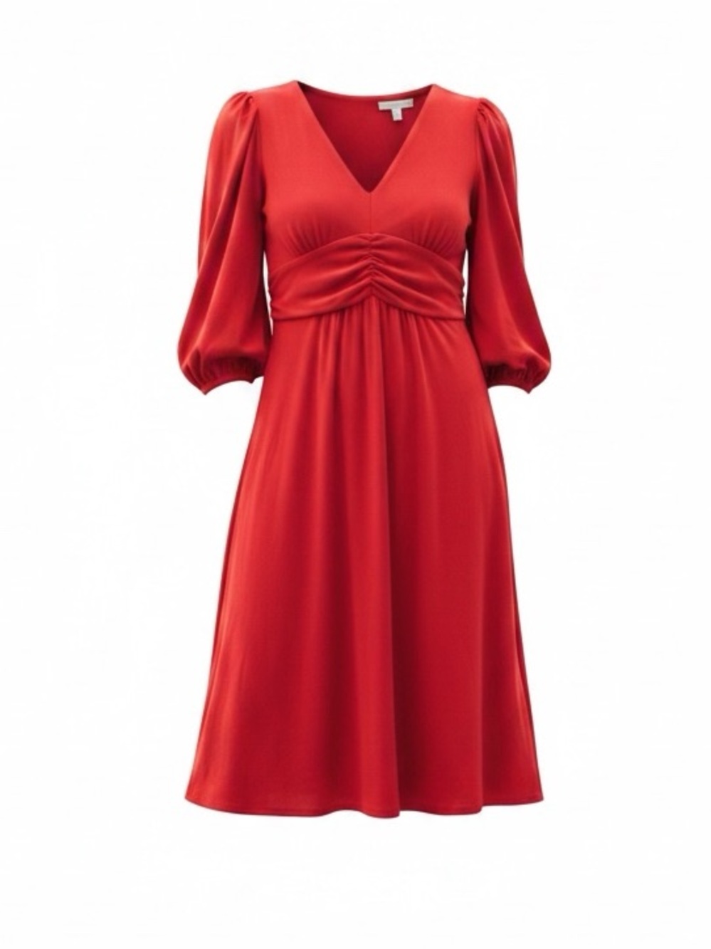 NY COLLECTION Red V Neck Long Sleeve MIDI Dress SZ XS